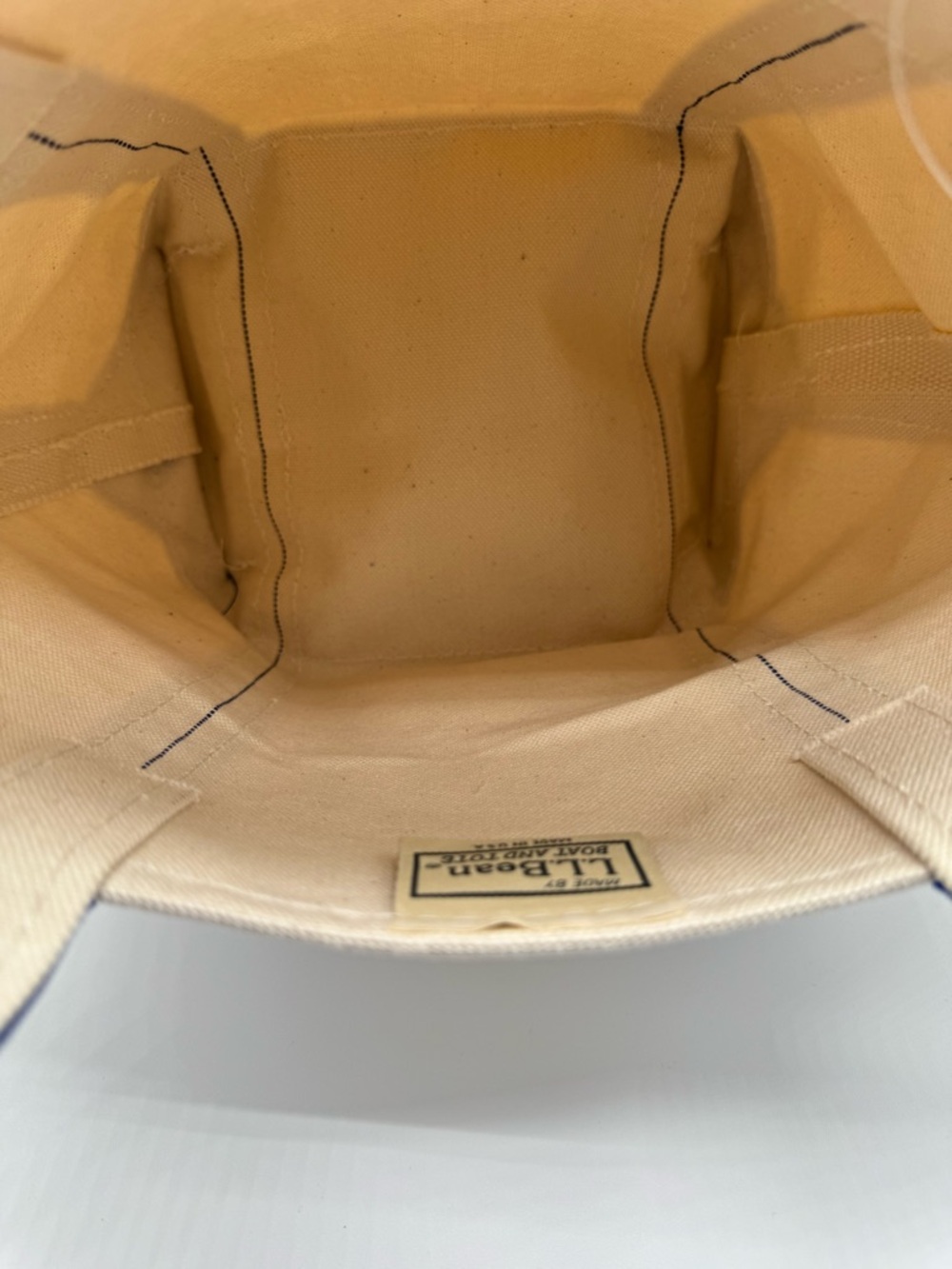 L.L. Bean Boat and Tote Canvas Bag Blue Trim Made in USA Open Top Classic Small - Picture 5 of 8